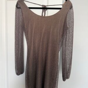 Night Out Dress - Windsor Taupe Mesh Long Sleeve
